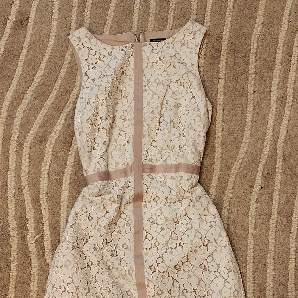 White Lace Floral Ann Taylor Midi Dress